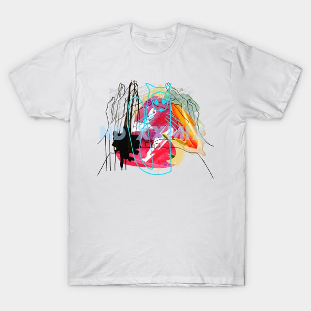 Cat abstract collage T-Shirt by NJORDUR